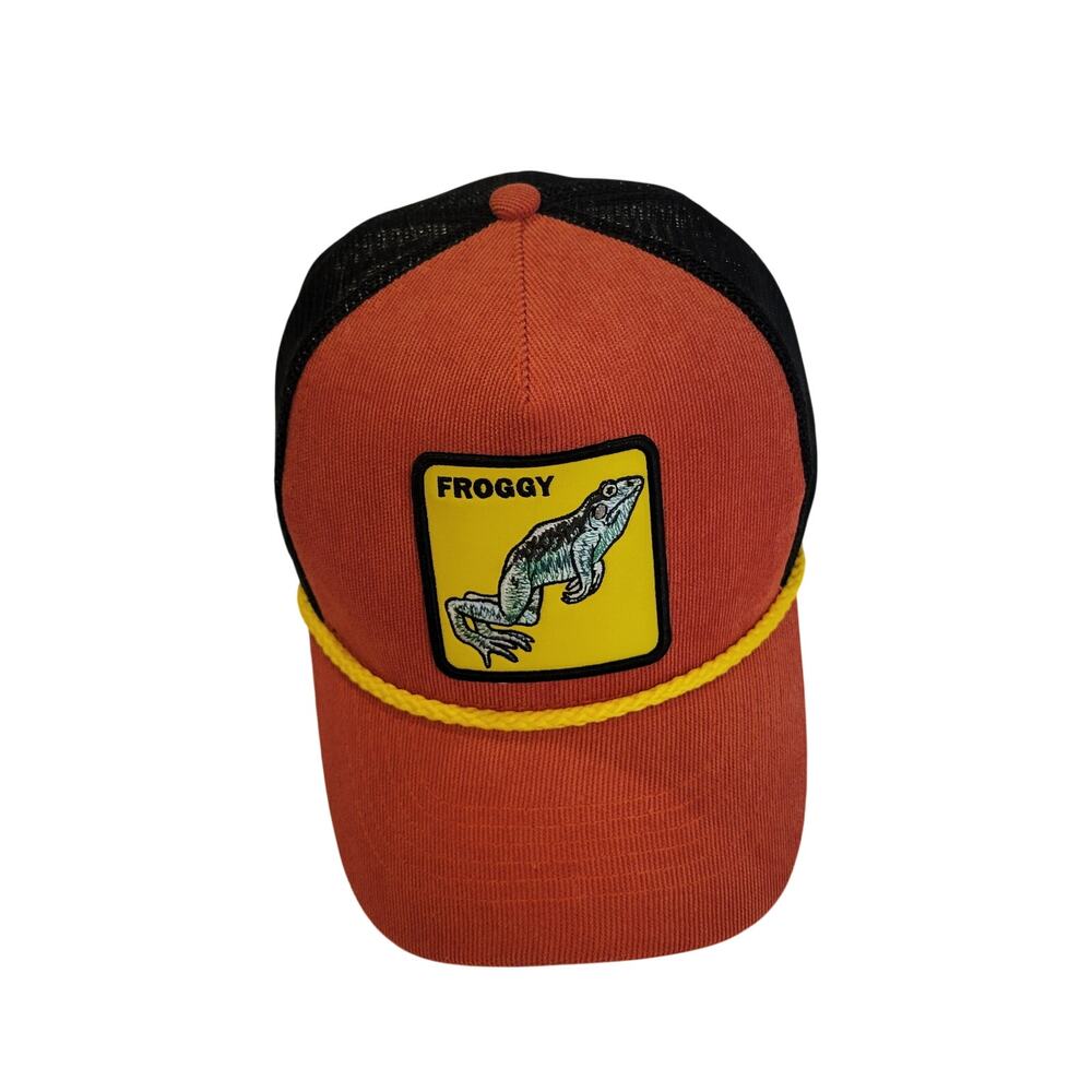 Arcadian outfitters orange & black Trucker Hat Cap Fishing Froggy Snapback
